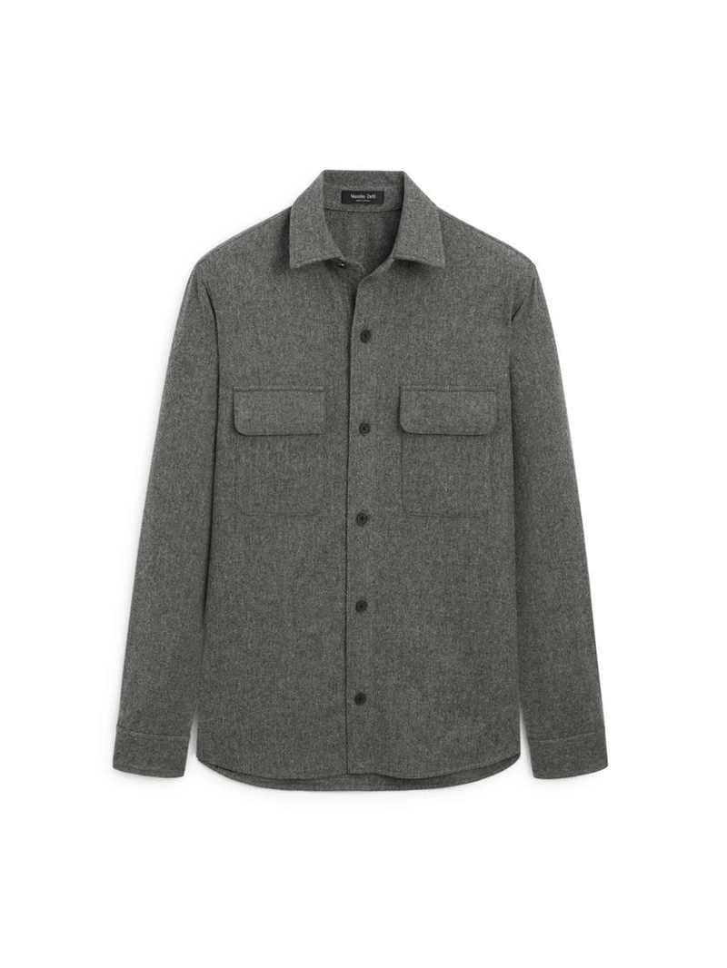 Рубашка-ковер из шерстяной смеси с карманами