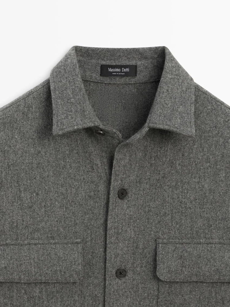 Рубашка-ковер из шерстяной смеси с карманами
