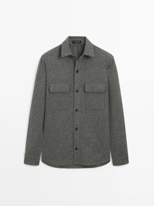 Рубашка-ковер из шерстяной смеси с карманами- Заказать в России