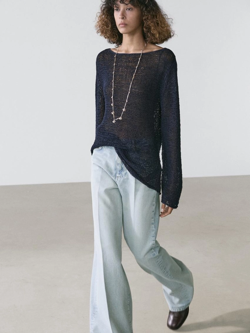 Джинсы палаццо с высокой талией