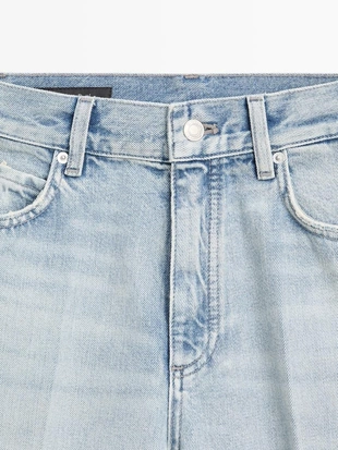 Джинсы палаццо с высокой талией- Заказать в России