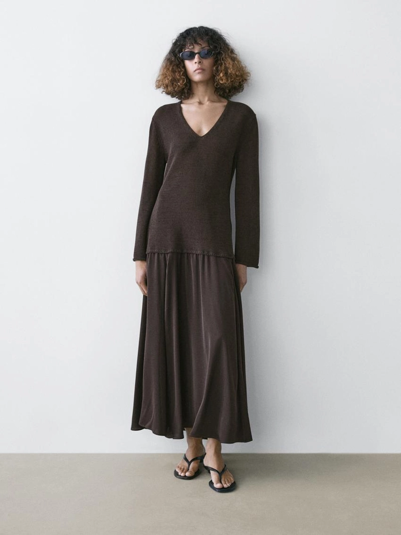 Платье из контрастного хлопкового трикотажа