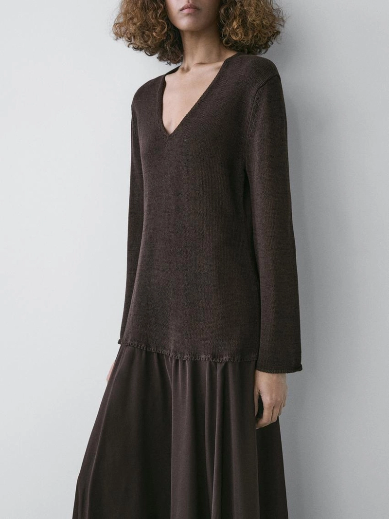 Платье из контрастного хлопкового трикотажа