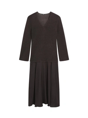 Платье из контрастного хлопкового трикотажа- Заказать в России