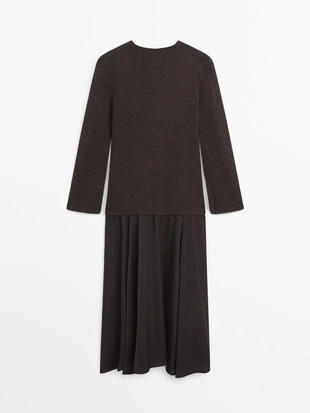 Платье из контрастного хлопкового трикотажа- Заказать в России