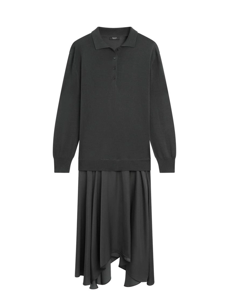 Платье-поло с контрастным вязаным верхом