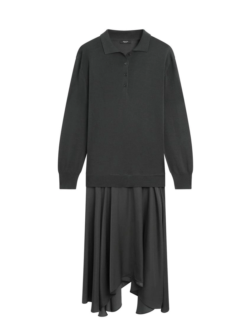 Платье-поло с контрастным вязаным верхом