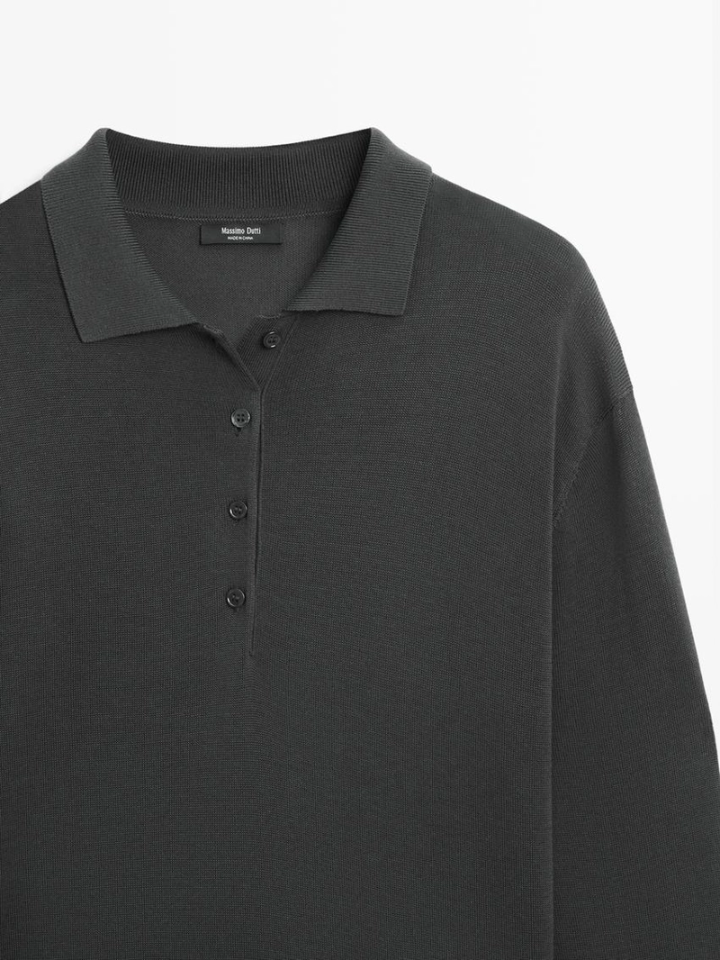 Платье-поло с контрастным вязаным верхом