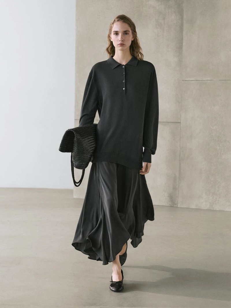 Платье-поло с контрастным вязаным верхом