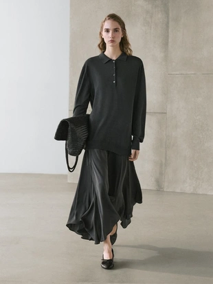 Платье-поло с контрастным вязаным верхом- Заказать в России