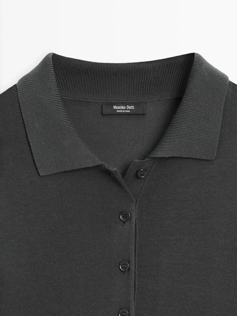 Платье-поло с контрастным вязаным верхом