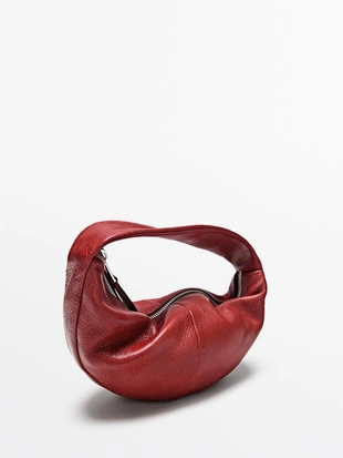 Сумка мини полумесяц из кожи наппа- Заказать в России