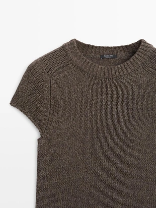 BROWN|5636/836 - Massimo Dutti Вязанный свитер с короткими рукавами