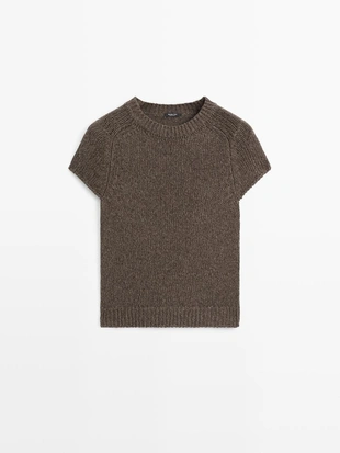 Вязанный свитер с короткими рукавами- Заказать в России