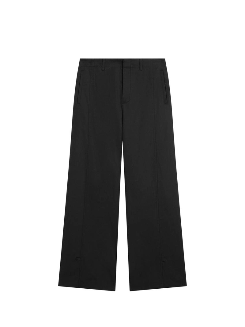 Брюки из хлопково-шелковой смеси с деталями на подоле