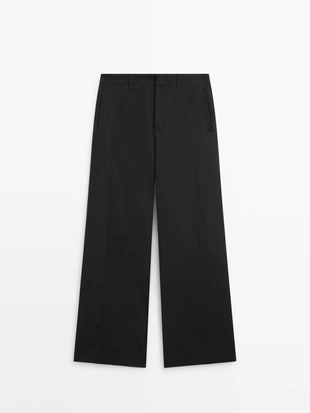 Брюки из хлопково-шелковой смеси с деталями на подоле- Заказать в России