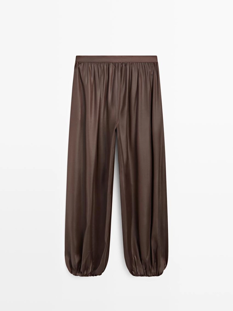 Брюки свободного кроя из атласа с эффектом воздушного шарика
