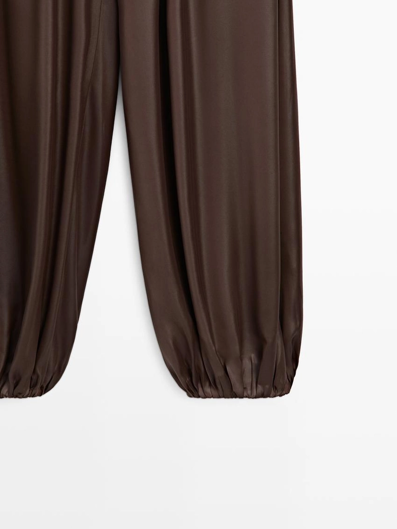 Брюки свободного кроя из атласа с эффектом воздушного шарика