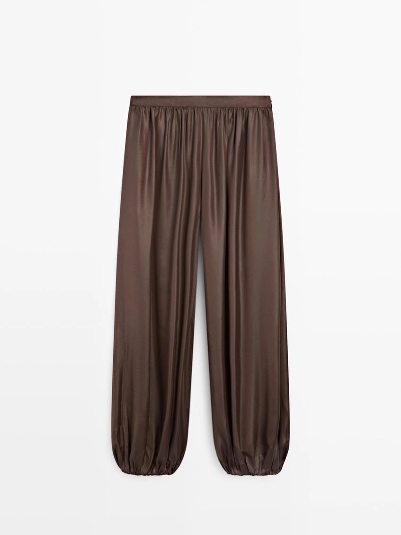 Брюки свободного кроя из атласа с эффектом воздушного шарика
