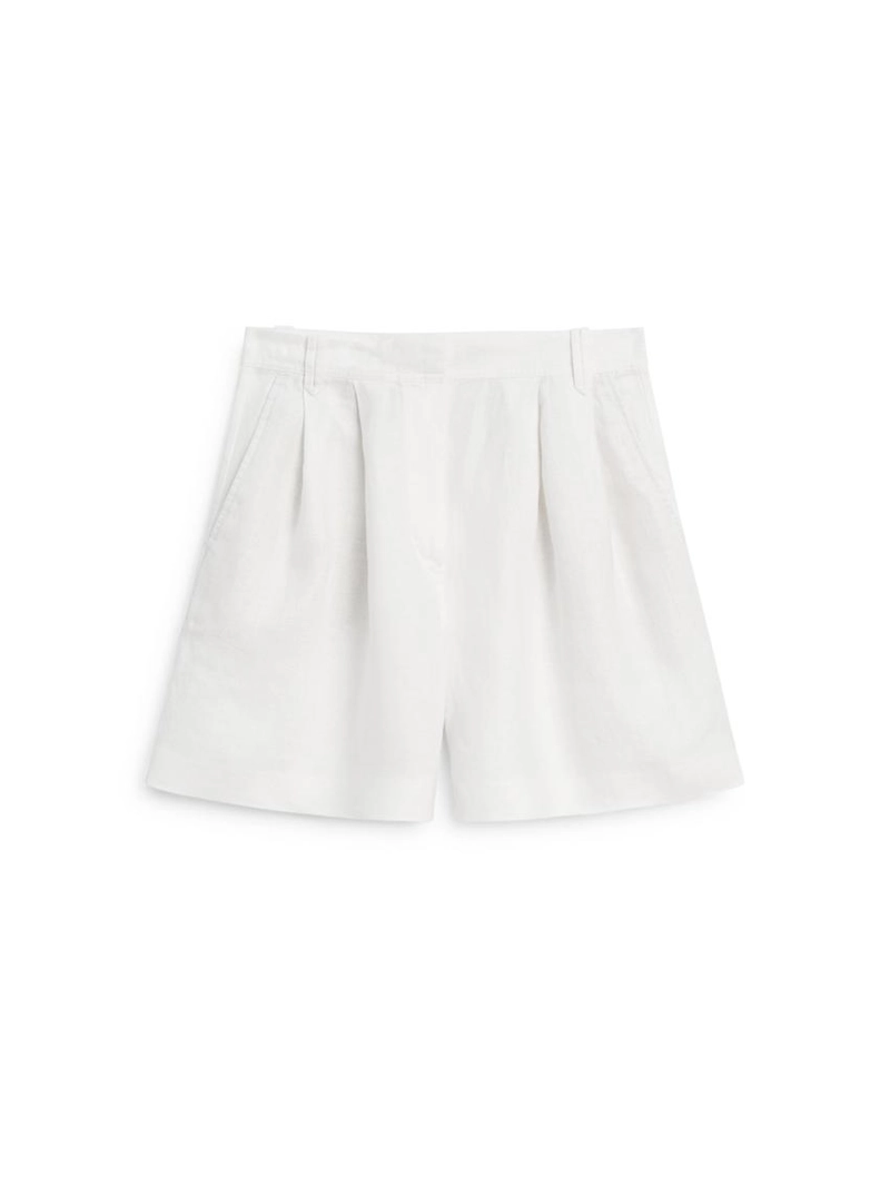 100% льняные короткие плиссированные бермуды