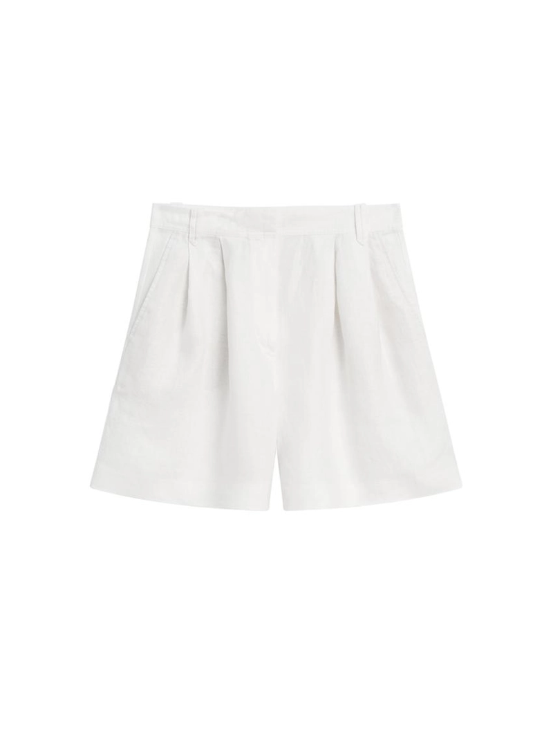 100% льняные короткие плиссированные бермуды