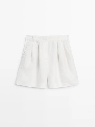 100% льняные короткие плиссированные бермуды- Заказать в России