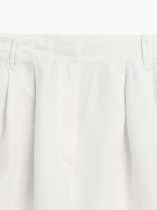 100% льняные короткие плиссированные бермуды- Заказать в России