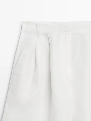 100% льняные короткие плиссированные бермуды- Заказать в России