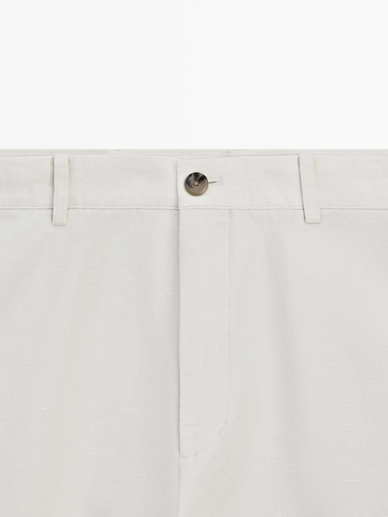 Брюки прямого кроя из смесового льна