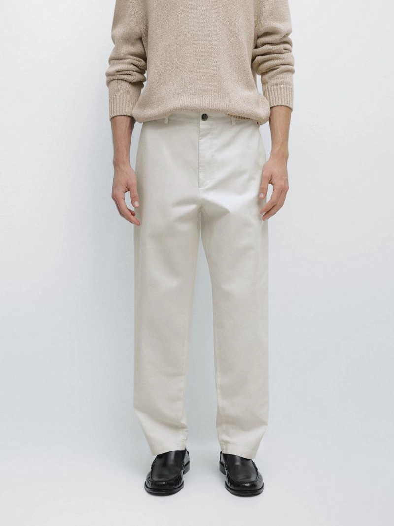 Брюки прямого кроя из смесового льна