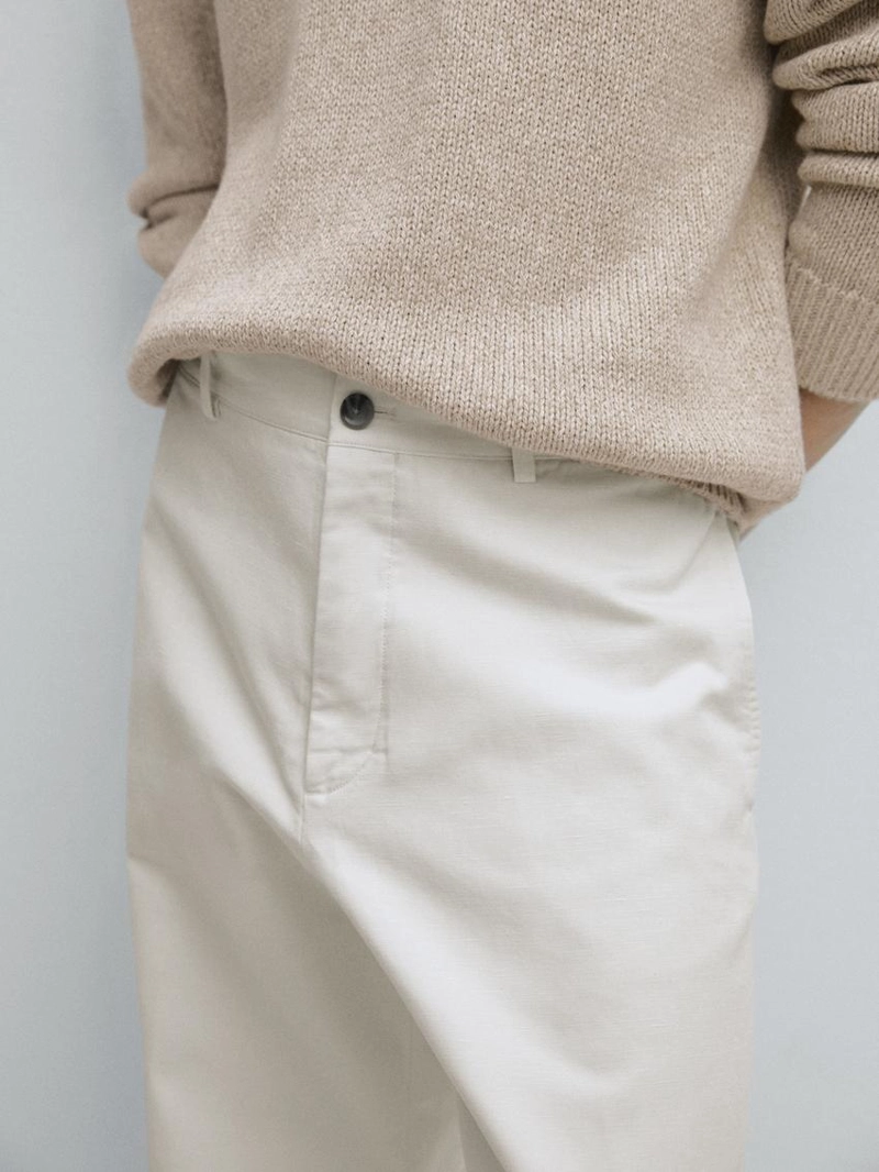 Брюки прямого кроя из смесового льна