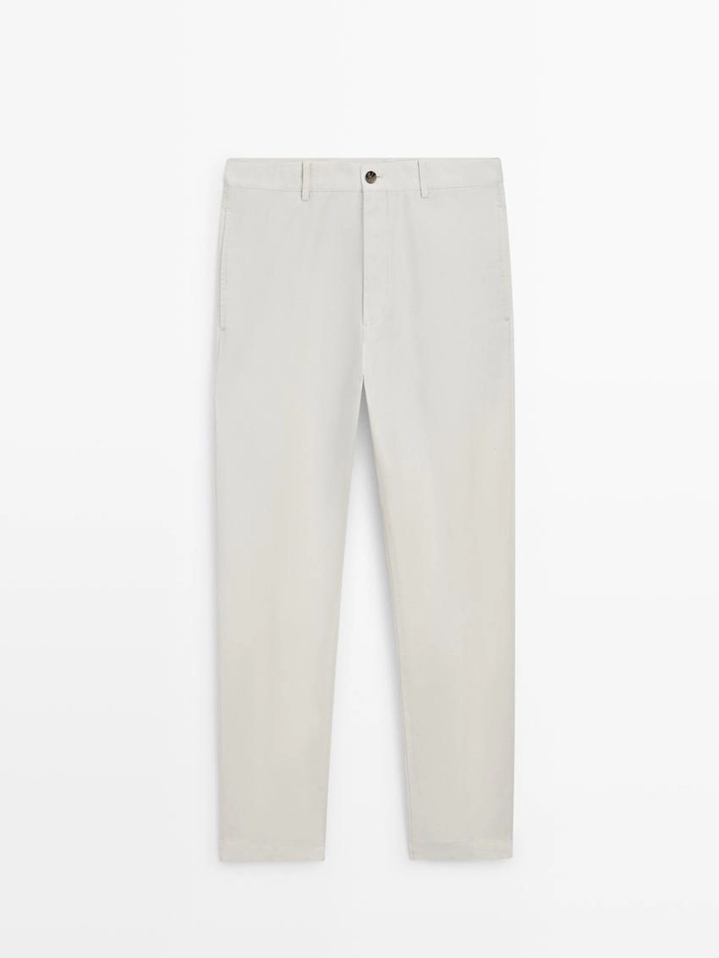 Брюки прямого кроя из смесового льна