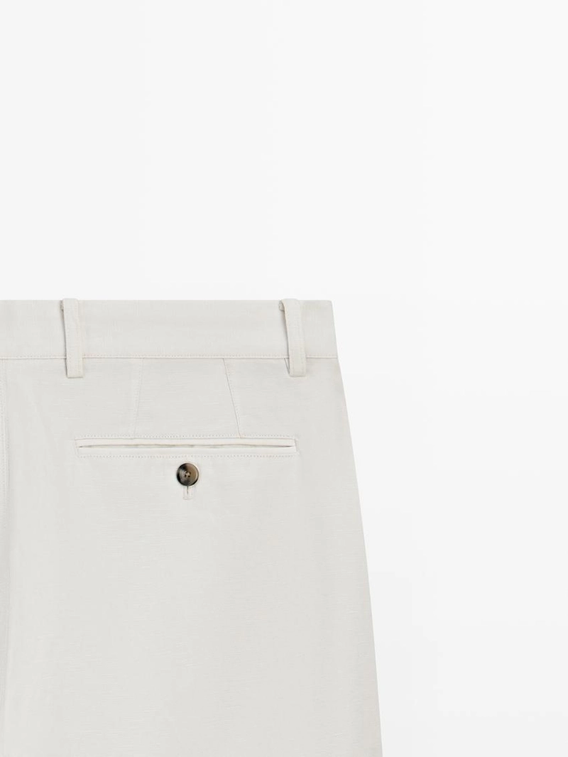 Брюки прямого кроя из смесового льна