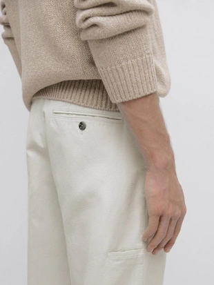 Брюки прямого кроя из смесового льна- Заказать в России