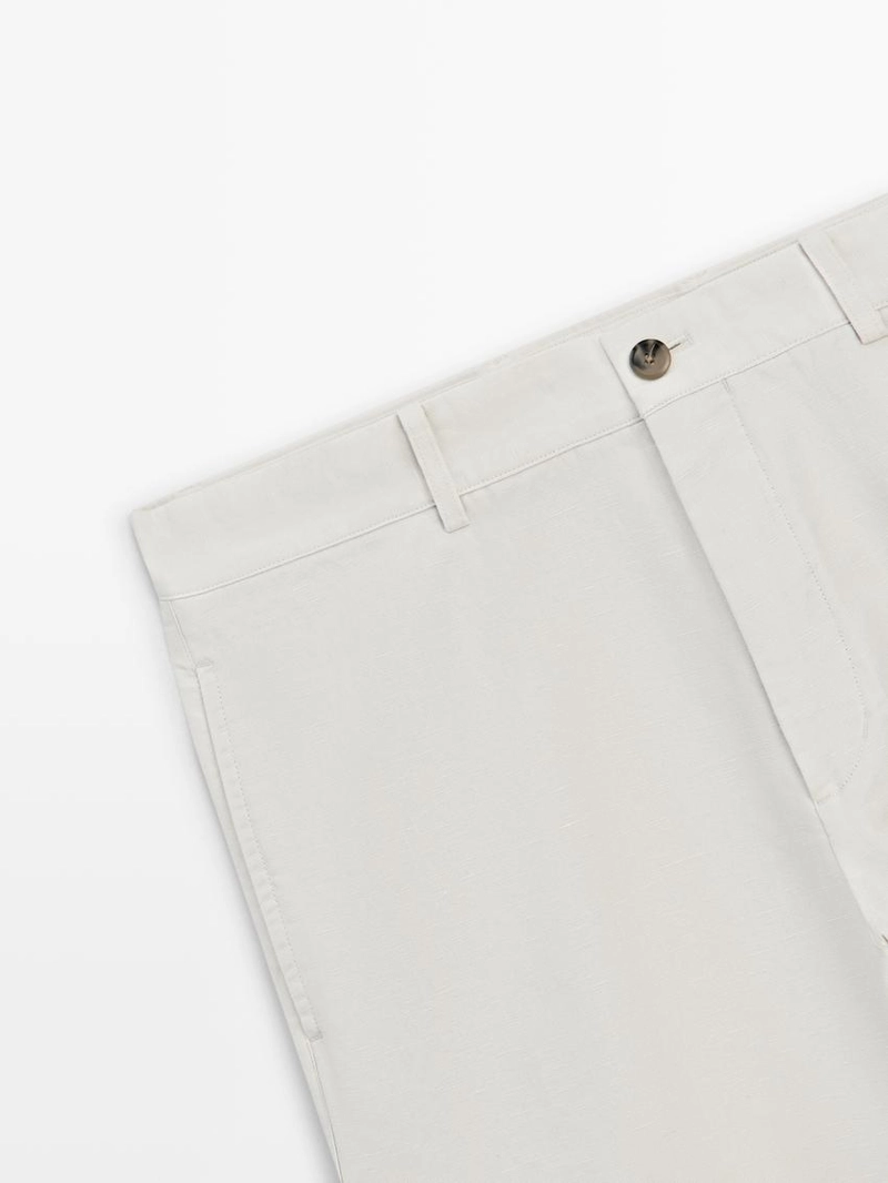 Брюки прямого кроя из смесового льна