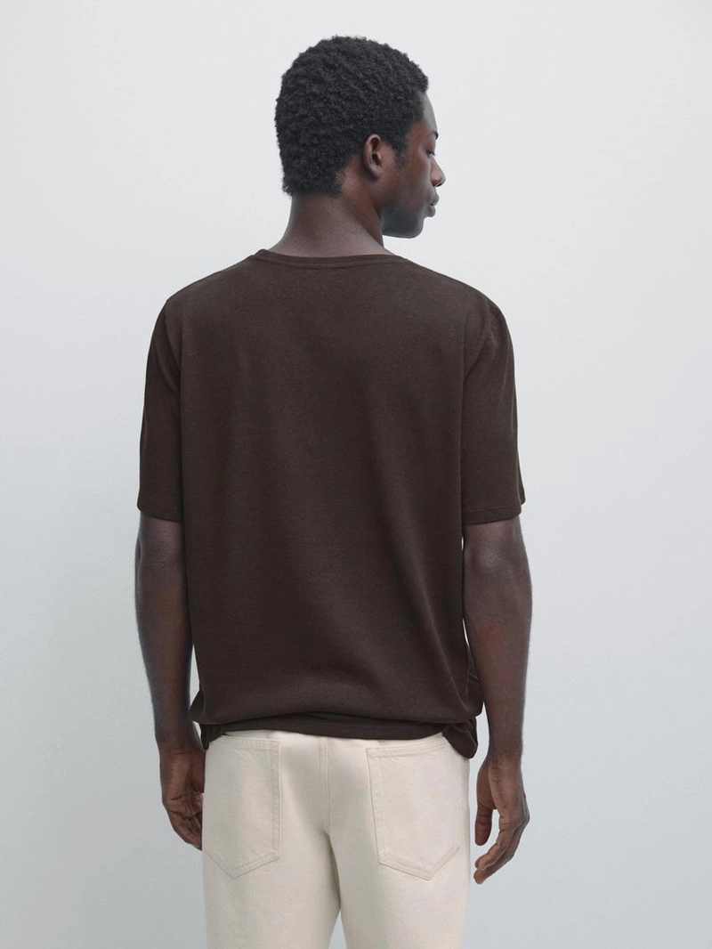 Футболка с коротким рукавом из льняно-хлопковой смеси