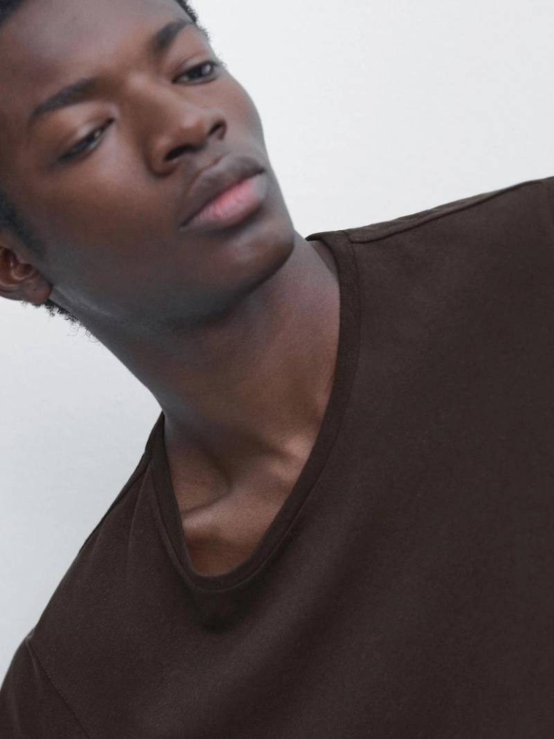 Футболка с коротким рукавом из льняно-хлопковой смеси