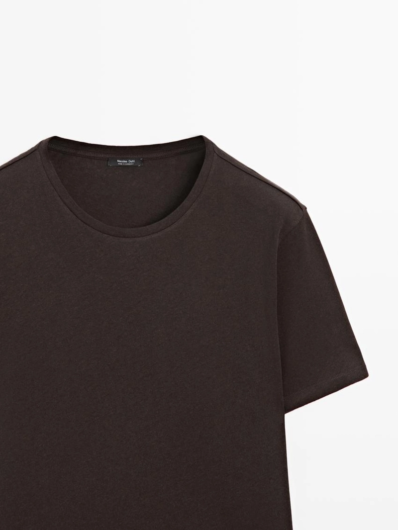 Футболка с коротким рукавом из льняно-хлопковой смеси