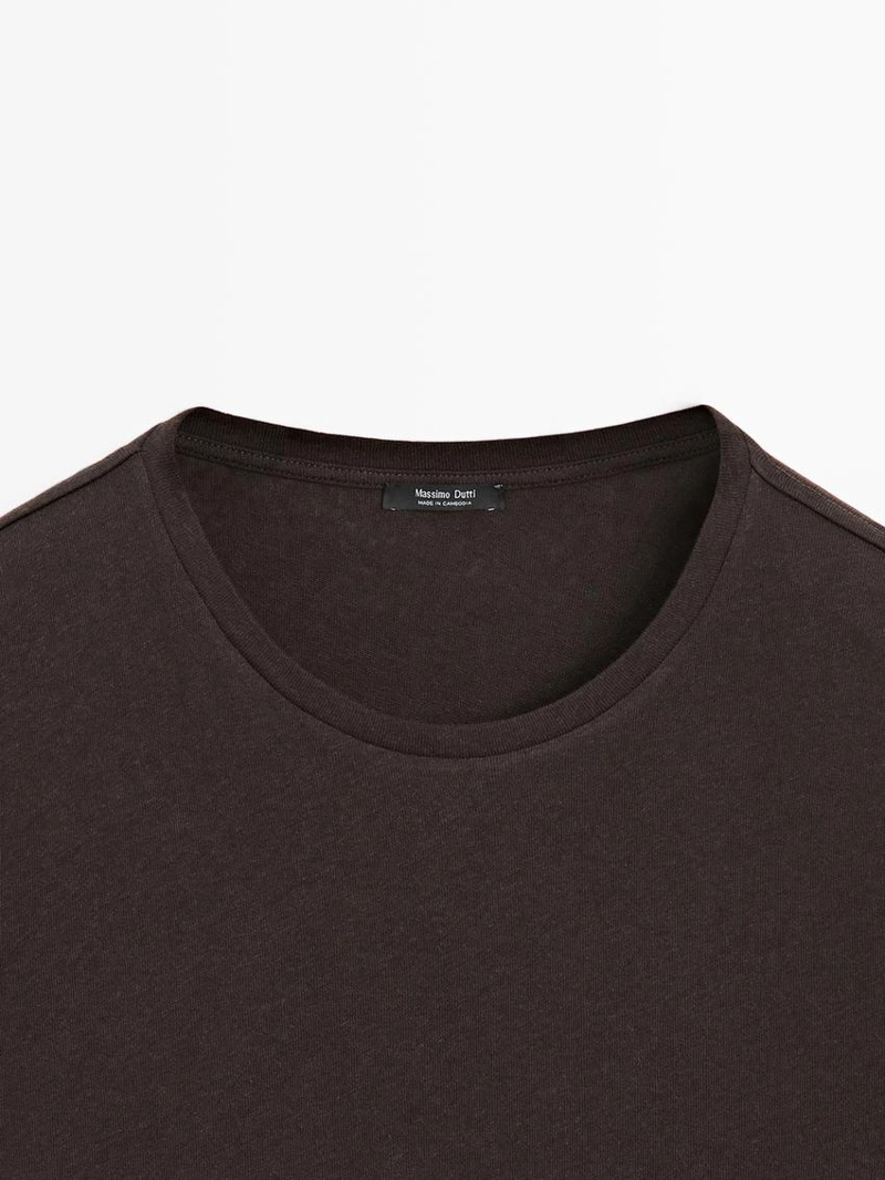 Футболка с коротким рукавом из льняно-хлопковой смеси