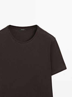 Купить Massimo Dutti Футболка с коротким рукавом из льняно-хлопковой смеси