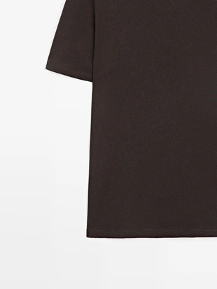 Футболка с коротким рукавом из льняно-хлопковой смеси- Заказать в России