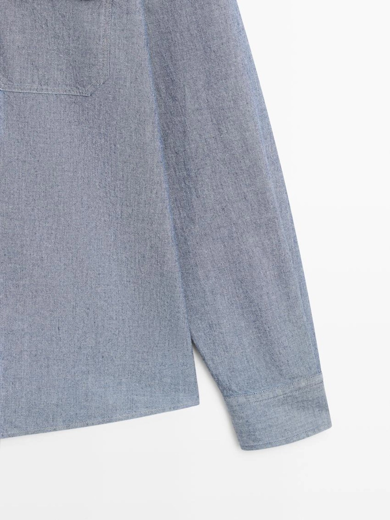 Рубашка regular fit джинсовая с карманами