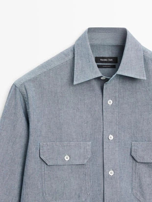 Рубашка REGULAR FIT джинсовая с карманами- Заказать в России