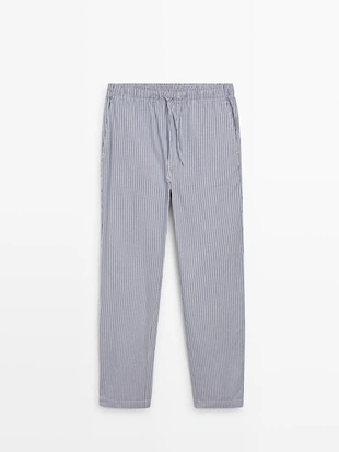 Футболка с коротким рукавом и полосатые брюки пижамы- Заказать в России