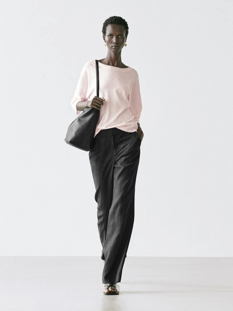 Вязаный свитер из хлопкового смесового волокна