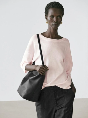 PALE PINK|5658/558 - Massimo Dutti Вязаный свитер из хлопкового смесового волокна