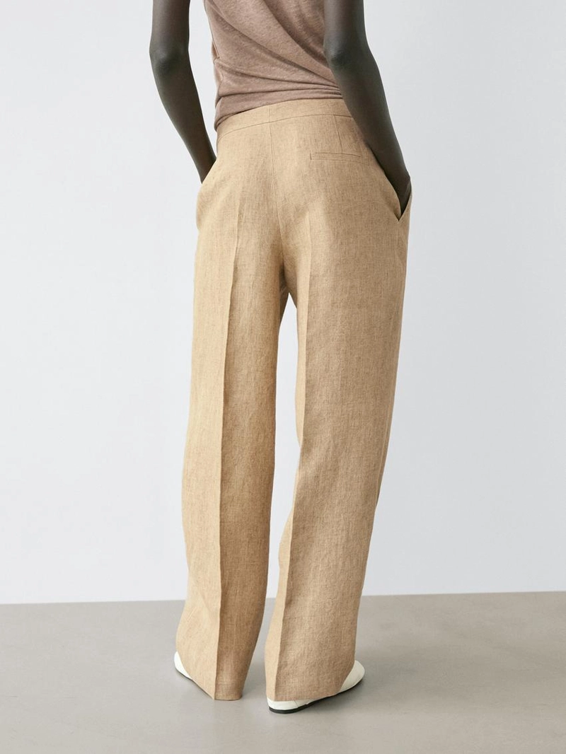 Брюки из льна с деталями вытачек