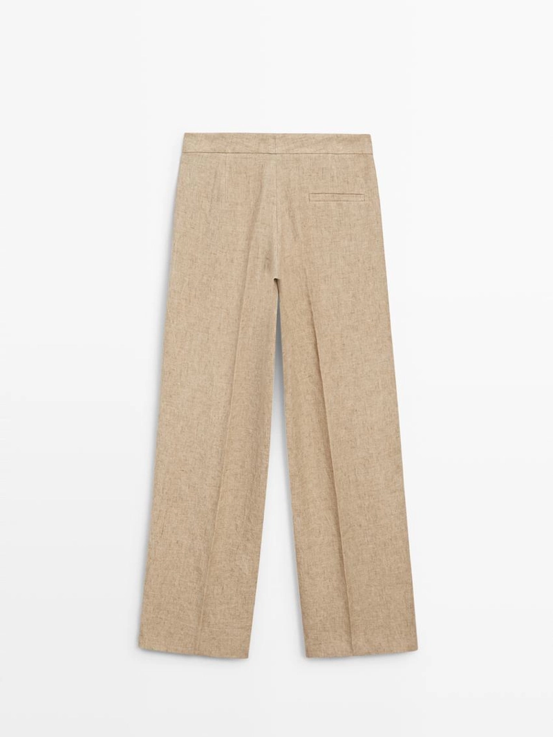 Брюки из льна с деталями вытачек