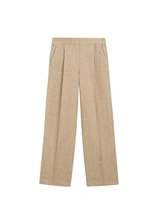 Брюки из льна с деталями вытачек- Заказать в России