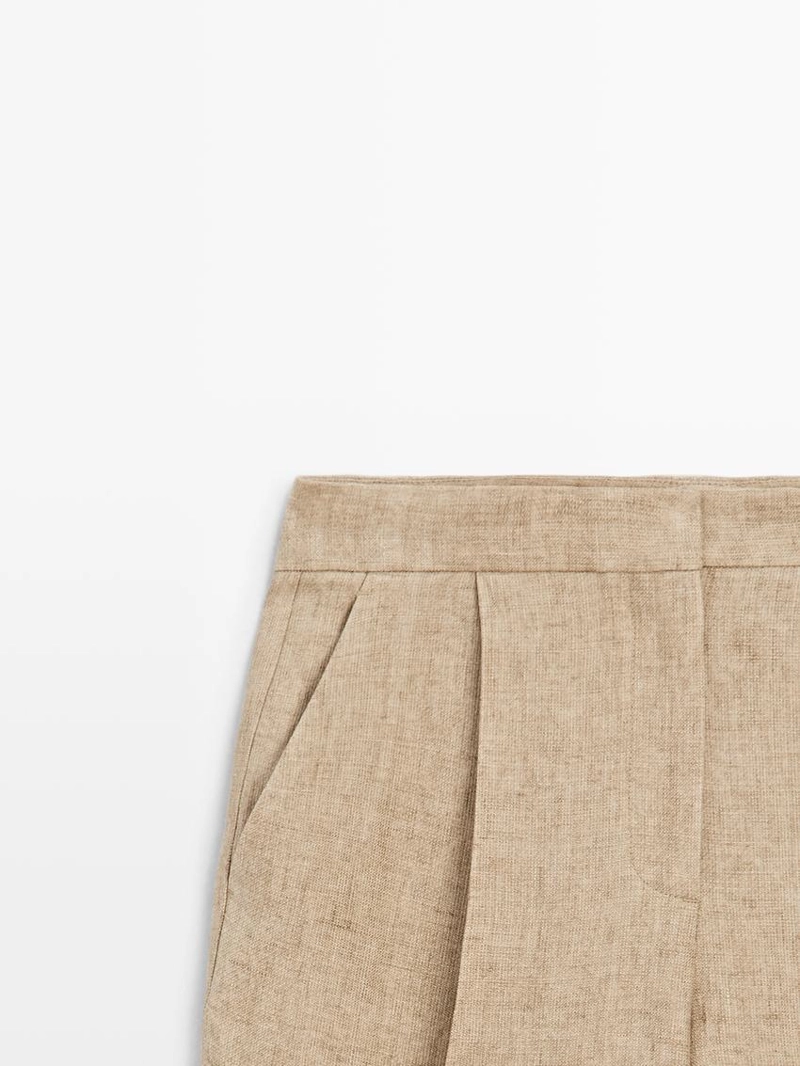 Брюки из льна с деталями вытачек